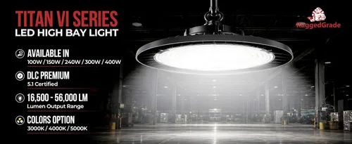 Miniatura 3 de RuggedGrade Luz LED UFO High Bay de la serie Titan VI de 100 W - 16,500 lúmenes - Sensor de movimiento - Color seleccionable 3000K/4000K/5000K