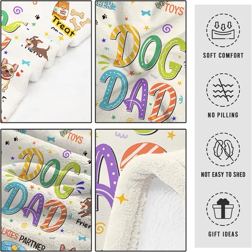 Miniatura 6 de Dog Dad Gifts for Men, for Dog Dad Blanket 50"x60", Dogs Lover Gift for Men, Birthday Ideas for Dogs Lover/Owners Soft Flannel Throw Blanket