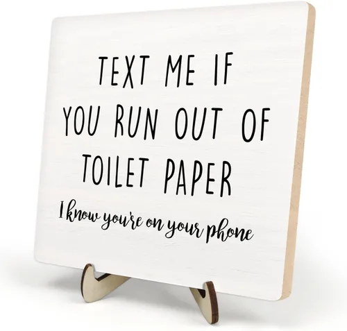 Miniatura 18 de Placa decorativa de baño, divertida placa de escritorio de madera con la vida es como el baño, letrero rústico para estante de casa de campo