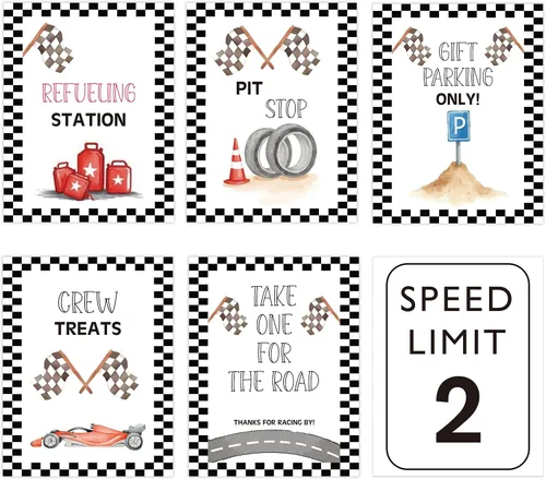 Miniatura 8 de Speed Limit 1 - Decoración de Cumpleaños de Coche de Carreras, Decoraciones de Fiesta de Primer Cumpleaños 6PCS Letreros de Pared para Bebé de 1 Año