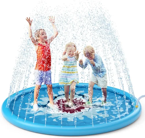 Jasonwell - Alfombra de juego con aspersor de agua, juguetes inflables de exterior para bebés y niños pequeños, piscina infantil para patio trasero,
