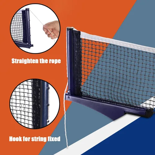 Miniatura 5 de Hbaushun Red de tenis de mesa plegable, red de ping pong profesional para competencia de entrenamiento, postes portátiles con clip de fuerza