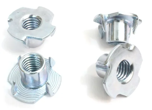 Miniatura 7 de Bolt Dropper Inserto de madera con tuerca en T, acero al carbono, acabado de zinc negro, 4 puntas de 1/4"-20x5/16, sujetadores de superficie