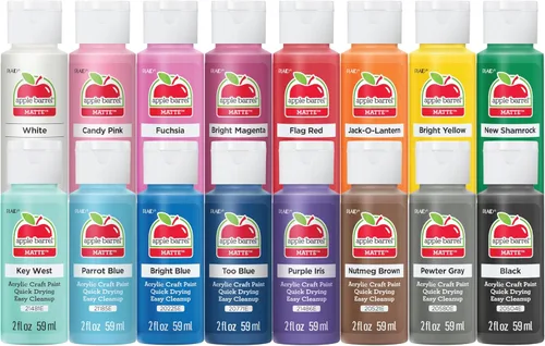 Apple Barrel, Vibrant Spectrum Collection - Pintura acrílica para manualidades, PROMOABIII, 2 onzas líquidas cada uno, 16 colores mate surtidos, 16