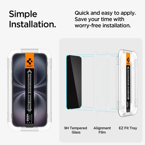 Miniatura 7 de Spigen Protector de pantalla de vidrio templado [GlasTR EZ FIT - Privacidad] Diseñado para iPhone 16 Plus/iPhone 15 Plus [2 unidades]