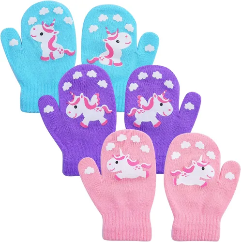 Miniatura 3 de Cooraby - 6 pares de guantes unisex mágicos de punto, elásticos, de invierno, para bebé