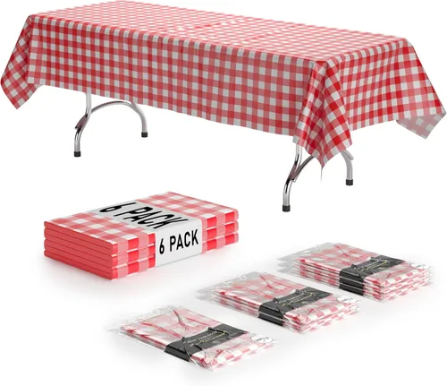 Miniatura 18 de Exquisite Cubierta de Mesa para Picnic - Paquete de 6 Manteles Premium Rectangulares de Plástico - Cubierta de Mesa para BBQ a Cuadros Negro