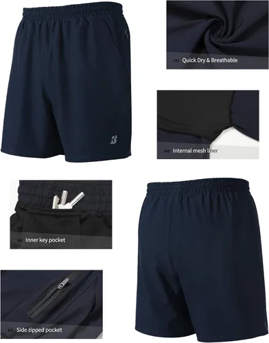 Miniatura 4 de Roadbox Men's 5 Inch Running Athletic Quick Dry Shorts with Pockets for Workout Gym Exercise
