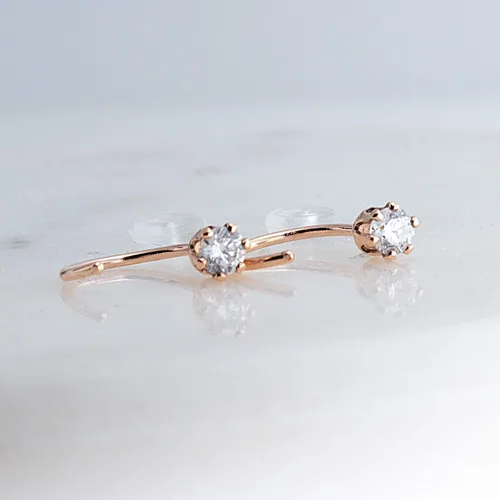Miniatura 2 de Half Huggie Birthstone Gold Hoop Earrings for Women Tiny Cartilage Stud Piercing Earring Hypoallergenic Earring Screw Back Dainty Hug