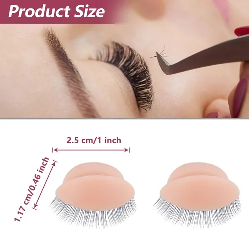 Miniatura 2 de 6 pares de párpados de repuesto para cabeza de maniquí, extraíbles y realistas con pestañas para entrenamiento de pestañas, extensiones de maquillaje
