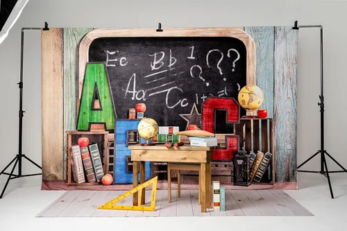 Miniatura 2 de Kate Fondos de regreso a clases de 7 x 5 pies para aula, niños, jardín de infantes, fondo de fotos, accesorios de estudio para estudiantes