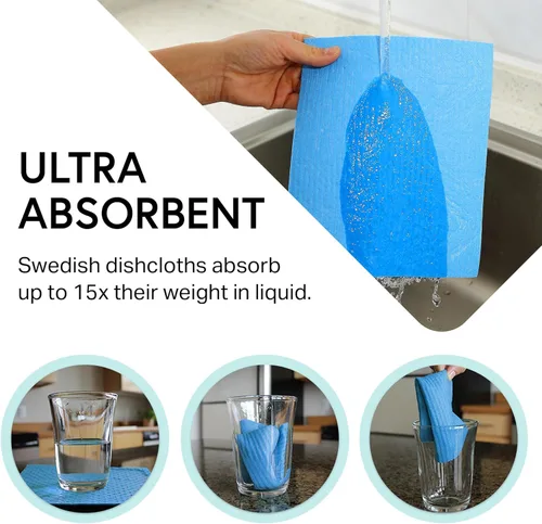 Miniatura 2 de Swedish Wholesale Paños de cocina suecos para cocina, paquete de 10 toallas de papel reutilizables, lavables, paños de microfibra de esponja