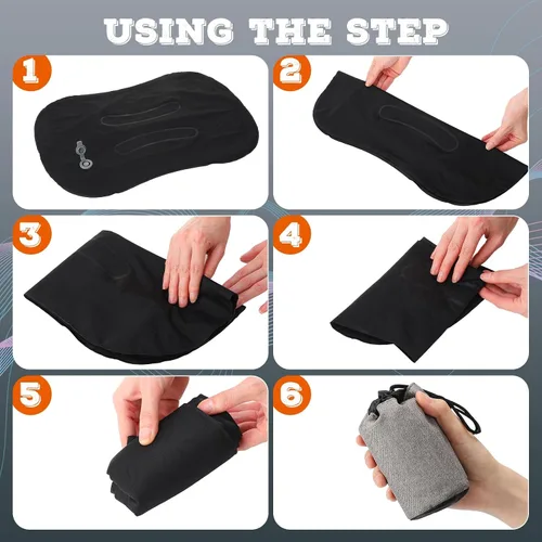 Miniatura 8 de Tatuo 3 almohadas inflables de viaje para camping, almohadas inflables ultraligeras para acampar, almohada portátil para mochilero, soporte lumbar