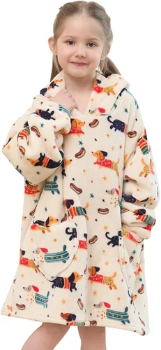 Miniatura 12 de Mewkou Manta con Capucha Portátil para Niños Sudadera con Capucha de Sherpa Extra Grande para Niños, Niñas y Niños Pequeños de 2 a 6 años