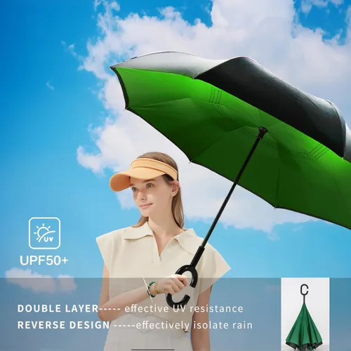 Miniatura 99 de SIEPASA Paraguas invertido invertido de 49/56 pulgadas, doble toldo extra grande, ventilado, resistente al viento, impermeable, paraguas de golf