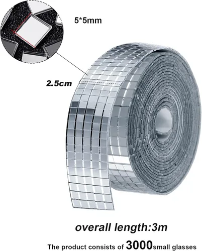 Miniatura 2 de SATINIOR 3000 piezas de azulejos de espejo de bola de discoteca autoadhesivos para manualidades, adhesivos pequeños de bola de discoteca de 5 x 5