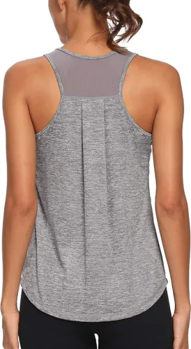 CNJUYEE - Tops de entrenamiento para mujer, ropa de gimnasio, deportes atléticos para correr, camisetas de malla sin mangas para entrenamiento y yoga
