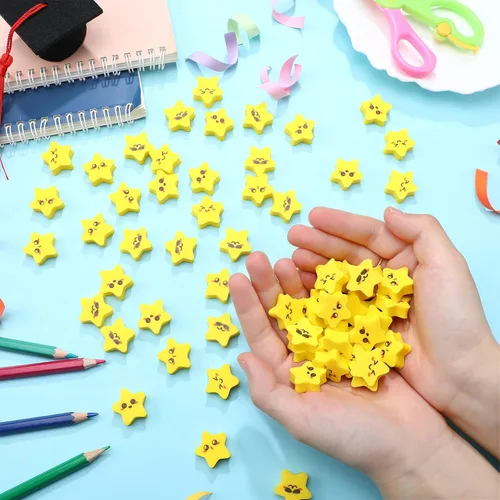 Miniatura 2 de PerKoop 60 piezas de mini borradores de estrellas, lindos borradores de estrellas a granel para escuela, aula, estudiantes, recompensas, premios