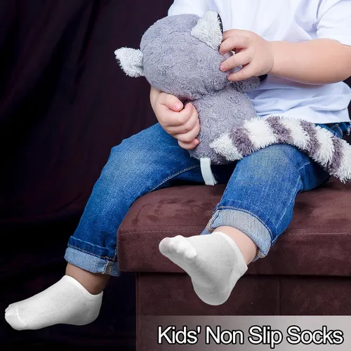 Miniatura 6 de Cooraby 15 pares de calcetines invisibles para niños, calcetines antideslizantes de corte bajo para niñas y niños, calcetines deportivos al tobillo
