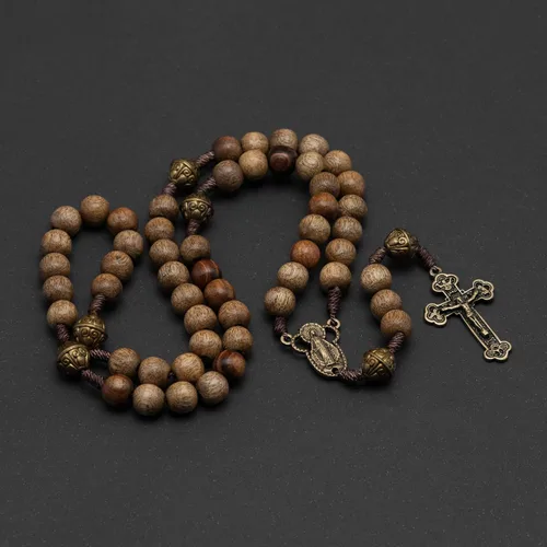 Miniatura 3 de Intercession™ Rosario de madera maciza hecho a mano Nuestro Padre Sagrado (Nuestra Señora - Nogal)