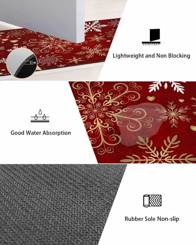 Miniatura 3 de Tapete de baño de Feliz Navidad, antideslizante, de secado rápido y absorbente, tierra de diatomeas, fregadero, dormitorio, cocina, lavable, tapete