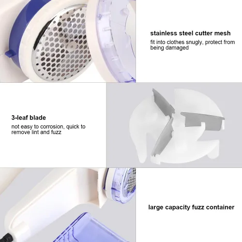 Miniatura 4 de Afeitadora de tela y removedor de pelusas, desfuzzer eléctrico portátil para suéter, cuchillas reemplazables, uso enchufable, quita pelusa de ropa