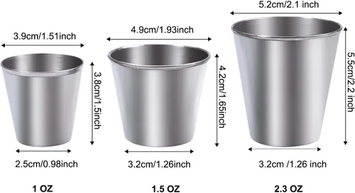Miniatura 4 de Ruisita Vasos de chupito de acero inoxidable 12 vasos de chupito de acero inoxidable (1 onza/1.0 fl oz)