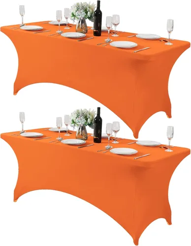 Miniatura 21 de Mantel de elastano para mesas de 4, 6 u 8 pies, mantel elástico universal ajustable para fiestas, banquetes, bodas y eventos - Verde manzana
