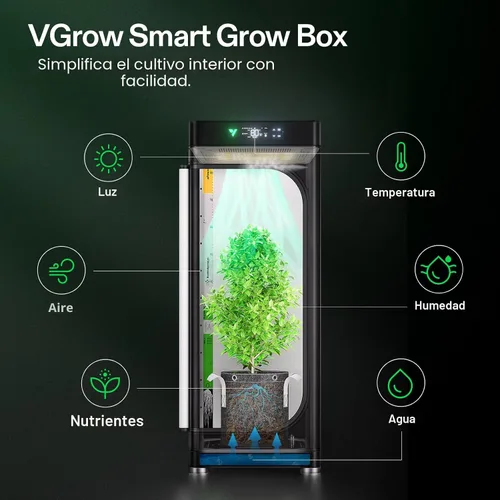 Miniatura 2 de VGrow - Caja de cultivo inteligente todo en uno, sistema profesional con luz de cultivo Samsung LM301H EVO, sistema avanzado de circulación