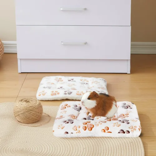 Miniatura 2 de Amakunft Tapete de cama lavable de conejillo de indias, 2 piezas, almohadilla de invierno de conejo para interiores, colchones cálidos de cama