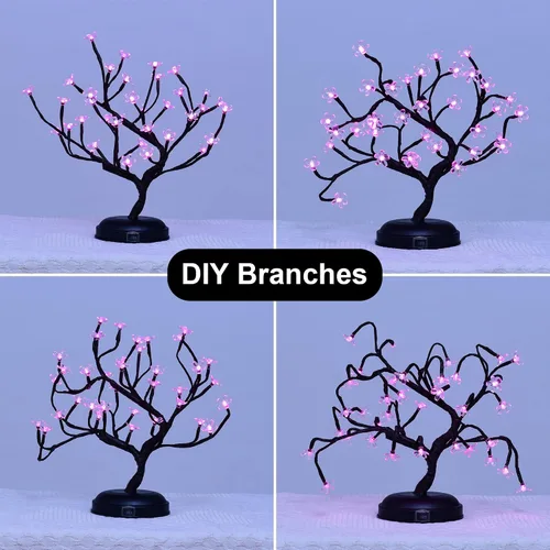 Miniatura 4 de Lámpara Lightshare con forma de bonsái de cerezo en flor con 36 luces LED, de 16 pulgadas, para decoración del hogar, a batería Blanco cálido