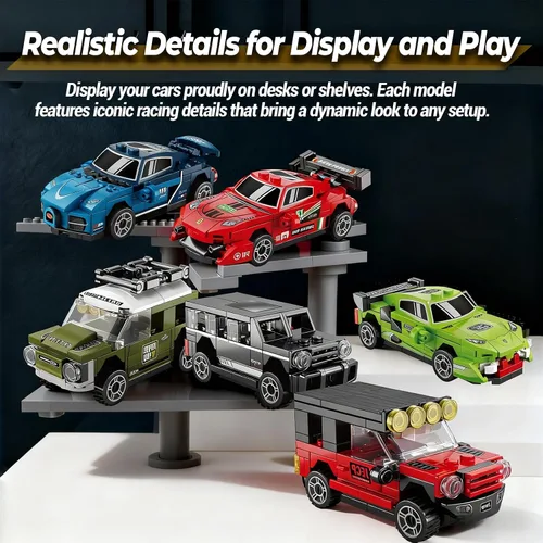 Miniatura 4 de Mini Speed Champions - Juego de construcción de automóviles de Pascua, paquete de 6 kits de autos deportivos de 64 a 76 piezas, fácil de construir