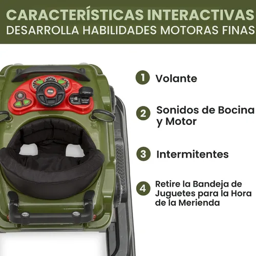 Miniatura 3 de Jeep Classic Wrangler 3 en 1 Crece Conmigo Andador de Actividades - Cuenta con música, luces, bandeja de juego extraíble, modo andador de empuje, se