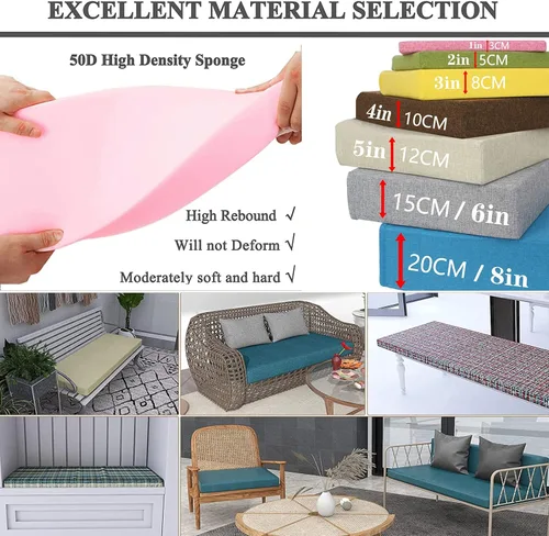 Miniatura 3 de Cojín de banco de tamaño personalizado, cojines suaves para silla de asiento para ventana de bahía, sofá, patio, muebles de exterior e