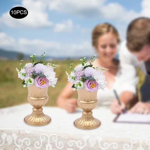 Miniatura 4 de DYRABREST Bolas de flores de boda para centros de mesa, 10 piezas de flores artificiales falsas de plástico para centros de mesa de boda, ramo