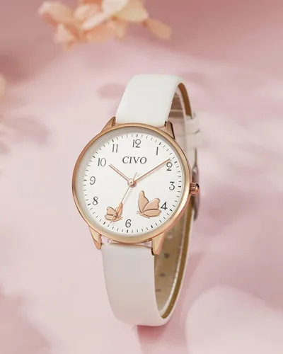 Miniatura 8 de CIVO Reloj de pulsera para mujer, correa de cuero, analógico, de cuarzo, impermeable, de moda, simple, fácil de leer, con exquisito dial de mariposa