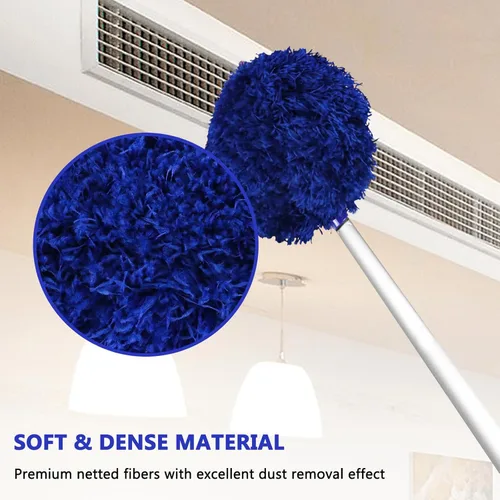 Miniatura 5 de Limpiador de Ventilador de Techo Plumero Reutilizable de Microfibra Limpiador de Aspas de Ventilador de Techo Plumero Desmontable con Poste de Azul