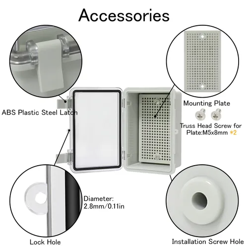 Miniatura 3 de Caja de conexiones IP65 impermeable carcasa de plástico ABS con cubierta transparente de PC con bisagras, caja de proyectos eléctricos con placa