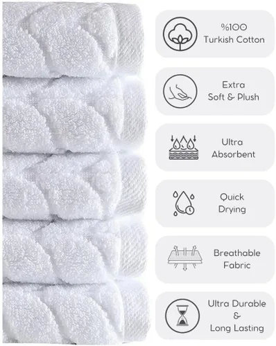 Miniatura 9 de BAGNO MILANO Toallas de baño de algodón turco, toallas de mano, juego de toallas de lujo de felpa suave de la colección jacquard