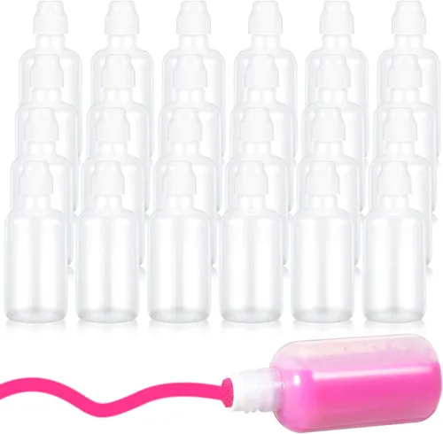 Miniatura 8 de Patelai 24 botellas vacías de pintura de 2 onzas, prácticas botellas de esponja para pintar con punta de esponja, marcadores de bingo recargables