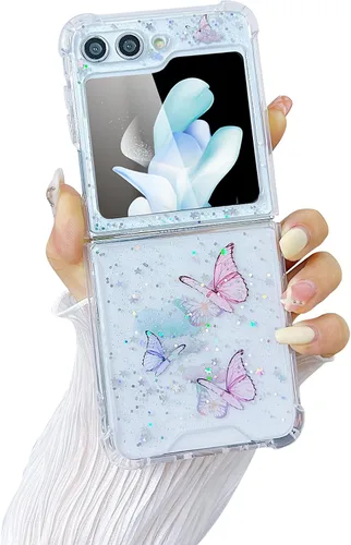 Miniatura 35 de Compatible con Samsung Galaxy Flip 4, funda transparente con flores secas prensadas, para mujeres y niñas, TPU suave a prueba de golpes, funda