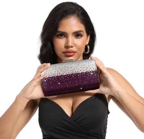 Miniatura 3 de Boutique De FGG Elegantes bolsos de noche de cristal para mujer, caja de fiesta formal, embrague, boda, diamantes de imitación, bolso de novia