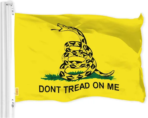 G128 Bandera Gadsden Don't Tread On Me de 3 x 5 pies, doble cara, 3 capas, calidad 150D, poliéster, para fiesta de té, sonajero, serpiente, ojales