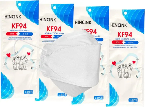 Miniatura 14 de Paquete de 20 mascarillas KF94 negras empaquetadas individualmente, unisex, filtros de 4 capas para adultos y mayores, coloridos