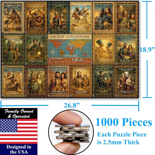 Miniatura 6 de Think2Master Rompecabezas de historia mundial de las civilizaciones antiguas de 1000 piezas de gran formato para niños mayores de 13 años