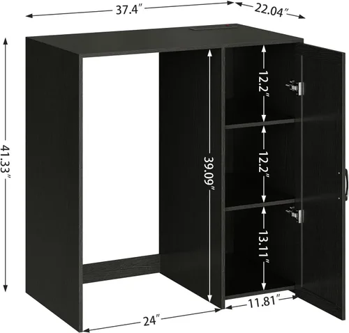 Miniatura 2 de Herture Mini gabinete para refrigerador con almacenamiento, gabinete de barra de café con toma de corriente, se adapta a refrigerador de vino de 24