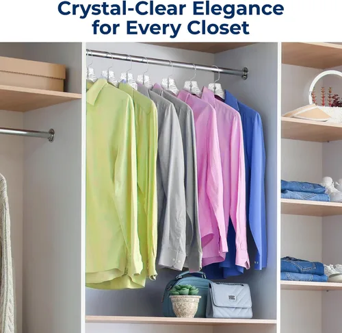 Miniatura 3 de SereneLife 12 Pack de Perchas de Plástico Transparente, Cristal Claro, Antideslizantes con Hombros con Muescas, Ultradelgadas para Ahorrar Espacio