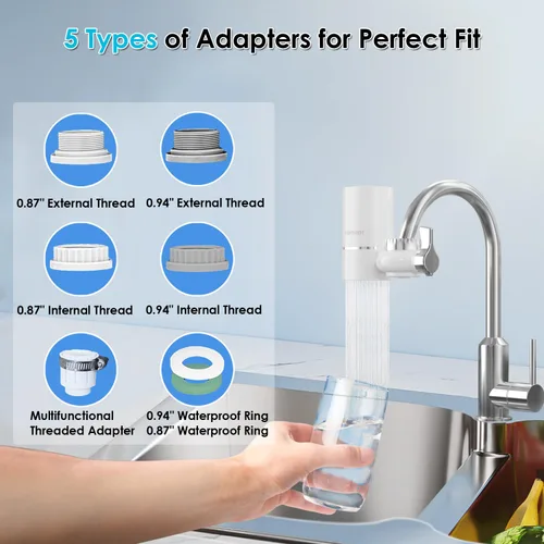 Miniatura 5 de Vortopt Filtro de agua para grifo para fregadero, flujo rápido, sistema de filtración de agua de montaje en grifo de 400 galones para agua