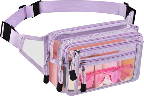Miniatura 10 de Riñonera transparente aprobada por estadios para mujeres, para el trabajo, bolsa de cintura multiusos para viajes y eventos deportivos, Aguamarina