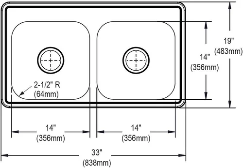 Miniatura 3 de Dayton DSE233191 Fregadero de Doble Tazón Igual Empotrable de Acero Inoxidable, Elite Satinado